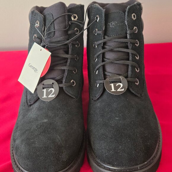 BRAND NEW, GEORGE, LEATHER UTILITY BOOTS, SIZE 12W!!! - Picture 1 of 5